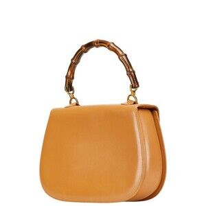 Gucci Handbag Leather Bamboo Top Bag Shoulder 2way Handle Brown